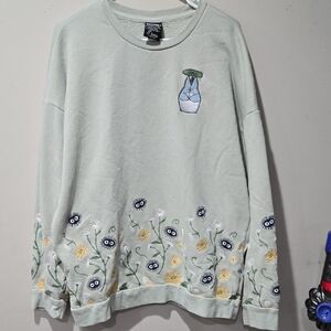 Totoro Floral Mint Green Pullover